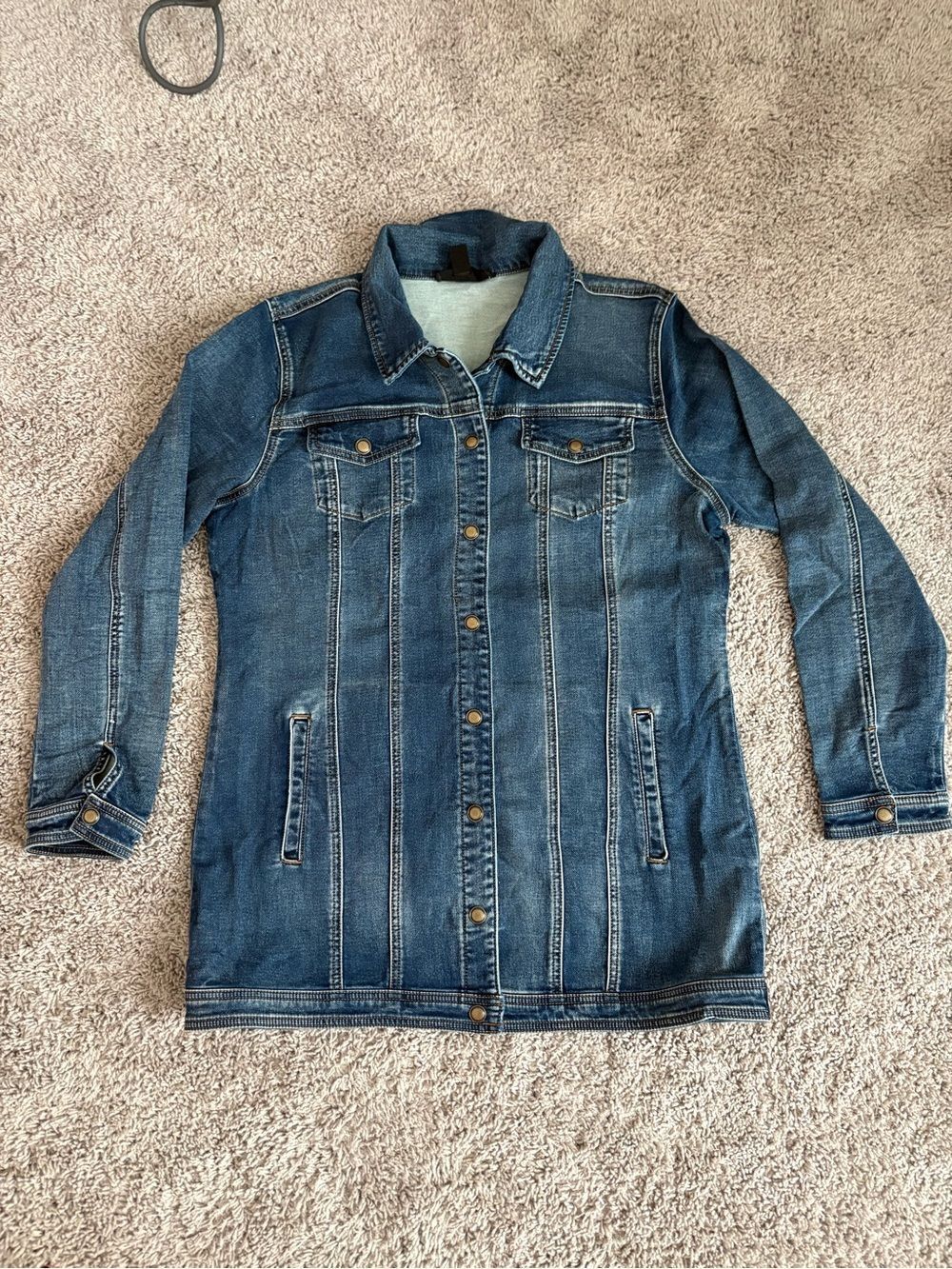 Tribal Jeans Long Denim Jacket - Classic Blue